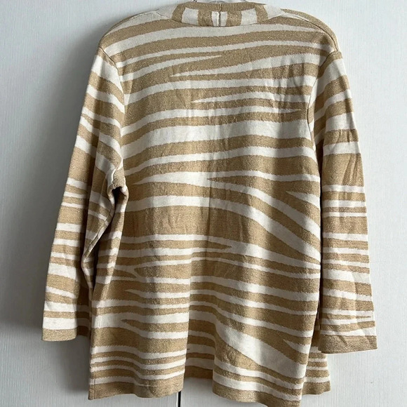 Chico’s Zebra Shimmer Fortune Cardigan Sweater Wool Blend Size 3 (US XL/16) NWT - Picture 2 of 11